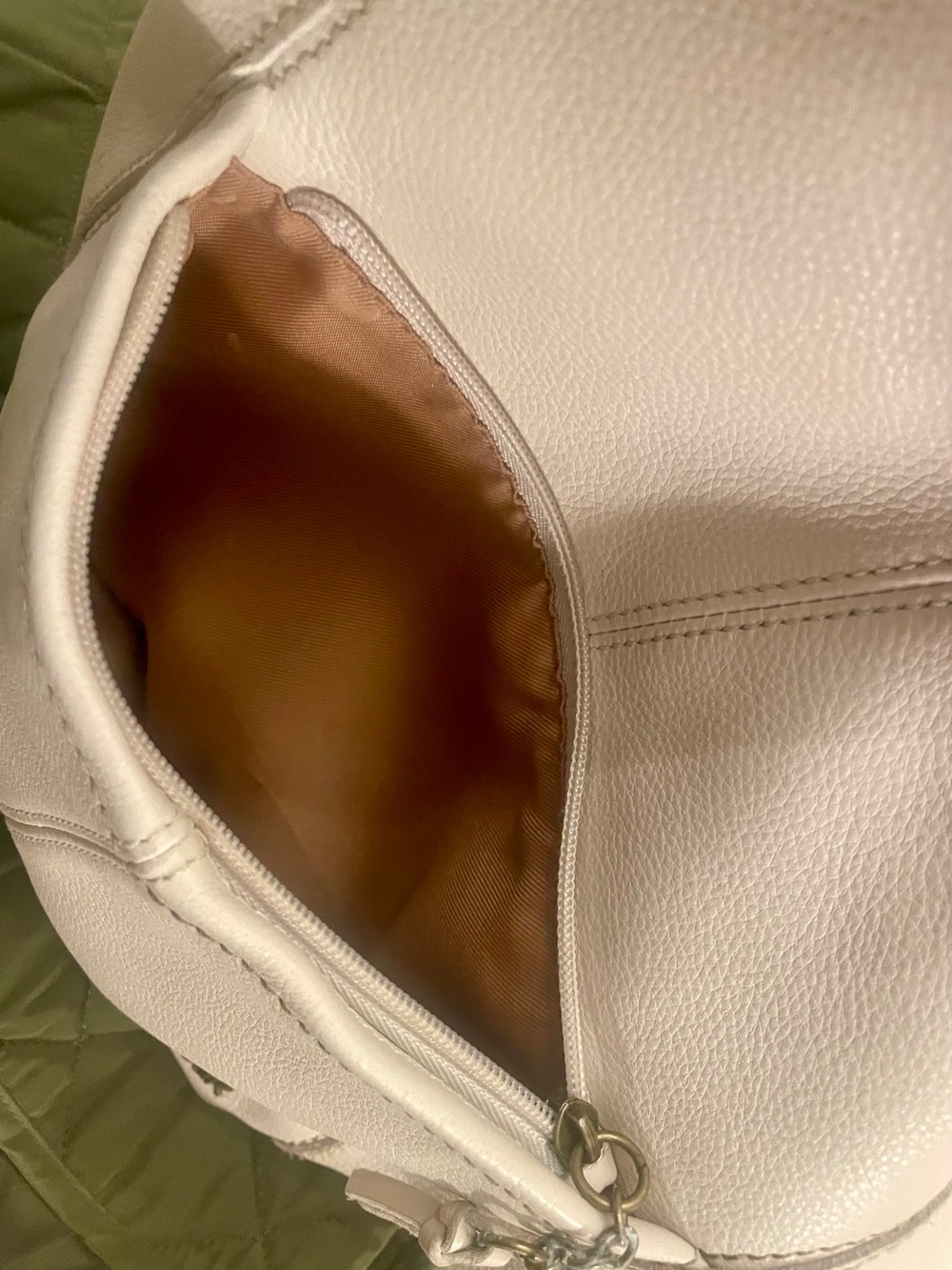 The Sak Iris Hobo Bag Ivory Pebbled Leather Purse Boho Minimalist Zip Tote - Picture 7 of 8